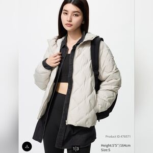 Uniqlo Women's Light Gray Puffer Jacket PUFFTECH Parka Size L